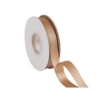 Joycrosso 16mm Wide Dots Printed Satin Ribbon with Black Dots, Ideal for Hair Bows Gift Wrapping and Crart, 22 Meters-Roll (Tan)