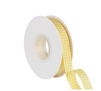Joycrosso 16mm Wide Yellow and White Gingham Ribbon Plaid Ribbon, Great for Gift Wrapping Home Décor Floral Arrangement, 22 Meters-Roll