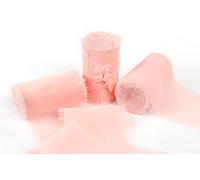 Joycrosso 3 Rolls Handmade Fringe Chiffon Ribbon Frayed Edges Lt. Pink Ribbon 60mmX4.5Meter, Great for Wedding Invitations, Bridal Bouquets, Decor Tie Gifts Wrapping, DIY Crafts