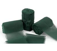 Joycrosso 3 Rolls Handmade Fringe Chiffon Ribbon Frayed Edges Teal Ribbon 60mmX4.5Meter, Great for Wedding Invitations, Bridal Bouquets, Decor Tie Gifts Wrapping, DIY Crafts