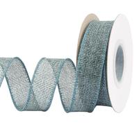 Joycrosso Burlap Wired Edge Ribbon 25mm x 9 Meters, Teal, Ideal for Crafting, Gift Wrapping, Wreath, Christmas Tree, and Rustic Wedding Decorations