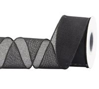 Joycrosso Burlap Wired Edge Ribbon 50mm x 9 Meters, Black, Ideal for Crafting, Gift Wrapping, Wreath, Christmas Tree, and Rustic Wedding Decorations