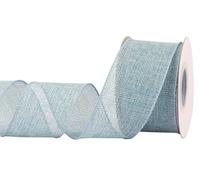 Joycrosso Burlap Wired Edge Ribbon 50mm x 9 Meters, Island Blue, Ideal for Crafting, Gift Wrapping, Wreath, Christmas Tree, and Rustic Wedding Decorations