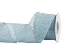 Joycrosso Burlap Wired Edge Ribbon 63mm x 9 Meters, Island Blue, Ideal for Crafting, Gift Wrapping, Wreath, Christmas Tree, and Rustic Wedding Decorations