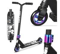 Joycruise Stunt Scooter Pro Trick Scooters for Kids & Teenagers Age 6+ Boys Girls, Kick Freestyle Beginner Scooter 360° Spin Handlebar, Robust Aluminum Frame 100mm Rainbow Wheels
