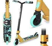 Joycruise Stunt Scooter Trii S2 Pro Scooters for Kids & Teenagers, Entry Level Beginners Trick Scooter, 360° Handlebar-100mm Alloy Wheels (Gold Green)