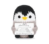 JoycuFF 1 Year for Girlfriend Boyfriend Husband Wife Couple, 1st 1 Year Wedding Anniversary Birthday Gifts for Husband from Wife, Couples Present Handmade Crochet Penguin