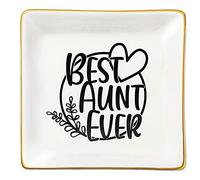 JoycuFF Aunt Gifts for Women Trinket Dish Jewelry Holder Birthday Gifts for Auntie from Niece or Nephew Best Aunt Ever Jewelry for Her Mother's Day Christmas Thanksgiving Day