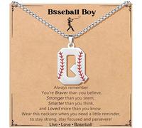 JoycuFF Baseball Gifts for Teenage Initial A-Z Letter Necklace for Son Grandson Players, Birthday Christmas Gifts for His Men, Stainless Steel, No Gemstone