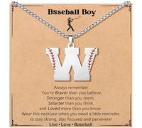 JoycuFF Baseball Gifts for Teenage Initial A-Z Letter Necklace for Son Grandson Players, Birthday Christmas Gifts for His Men, Stainless Steel, No Gemstone