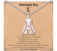 JoycuFF Baseball Gifts for Teenage Initial A-Z Letter Necklace for Son Grandson Players, Birthday Christmas Gifts for His Men, Stainless Steel, No Gemstone