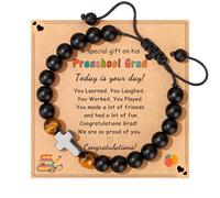 JoycuFF Best 2025 Kindergarten Graduation Gifts for Girls Her, Cute Heart Cross Bracelet Gifts for Girl, Graduation Gifts for Students Daughter Niece Granddaughter, 4 UK, Tiger Eye Stone, Black Agate