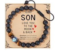 JoycuFF Bracelets for Men Teens Gifts Ideas Teenage Graduation Gift Him Hematite 10 12 16 18 Years Old 1 8th Birthday Son Grandson Christmas Day Stocking Stuff, 5.5 UK, no gemstone