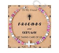 JoycuFF Christian Gifts for Women Cross Bracelet, Easter Mothers Day Baptism Communion Catholic Religious Christmas Christian Jewelry, Meaningful Gifts for Women, 5 UK, Stainless Steel, no gemstone