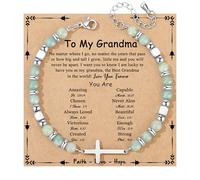 JoycuFF Christian Gifts for Women Cross Bracelet Faith Easter Catholic Religious Christian Jewelry, Meaningful Baptism Communion Natural Beads Bracelets, 5 UK, no gemstone