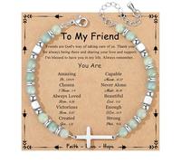 JoycuFF Christian Gifts for Women Cross Bracelet Faith Easter Catholic Religious Christian Jewelry, Meaningful Baptism Communion Natural Beads Bracelets, 5 UK, no gemstone