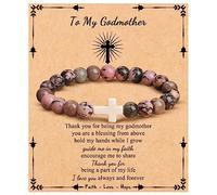 JoycuFF , Cross Bracelets for Women Girls, Faith Religious Easter Catholic Christian Jewelry, Meaningful Baptism Communion Confirmation Natural Stone Bracelets for Women