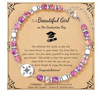 JoycuFF Graduation Gifts for Her Him Class of 2025 Graduation Bracelets Inspirational Graduation Compass Bracelet for Women College Graduation Gift for Him Her, Adjustable(7-9 Inches), Stainless Steel