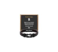 JoycuFF Graduation Gifts for Him Class of 2025 High School College Leather Bracelets Graduation Gifts for Son Boyfriend Classmates, 7.5 inches, Stainless Steel, no gemstone