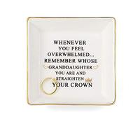 Joycuff Inspirational Gifts for Granddaughter Marble Ceramic Ring Dish Jewelry Earring Trinket Tray-Christmas Birthday Gifts for Women Unique