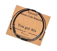 JoycuFF Inspirational Morse Code Bracelets for Men Women Mothers Day Fathers Day Birthday Christmas Gifts for Mom Mother Father Daughter Aunt Grandmother Jewelry Cord Wrap Memorial Graduation, 6