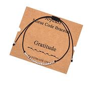 JoycuFF Inspirational Morse Code Bracelets for Women Christmas Birthday Gifts for Her Secret Message Funny Jewelry with Wood Beads for Friend Husband Boy Teens Girlfriend, 5 inches, Stainless Steel,