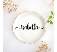 JoycuFF Isabella Personalized Name Ceramic Jewelry Tray, Mothers Day Christmas Anniversary Engagement Birthday Gifts for Women Couples, Trinket Dish for Rings Earrings Necklaces Bracelets Keys