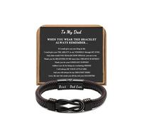 JoycuFF Leather Knot Bracelet , Christmas Birthday Fathers Day Ideas Gifts for Dad, Daddy Best Dad Ever Bracelets for Father, 9", Stainless Steel, no gemstone
