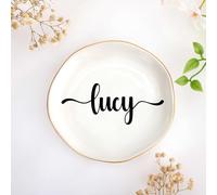 JoycuFF Lucy Personalized Name Ceramic Jewelry Tray, Mothers Day Christmas Anniversary Engagement Birthday Gifts for Women Couples, Trinket Dish for Rings Earrings Necklaces Bracelets Keys