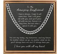 JoycuFF Mens Cuban Link Chain Necklace for Boyfriend Silver Gold Stainless Steel 6MM 10MM Hip Hop Christmas Gifts for Men Christmas Father Day Anniversary Birthday Jewelry for Men, 18 inches,