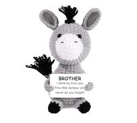 JoycuFF Mini Funny Donkey Brother Gifts from Sister Brother, Birthday Gifts for Men Friends Presents, I Love You Small Cool Cute Stuff Things, Handmade Emotional Positive Crochet Donkey