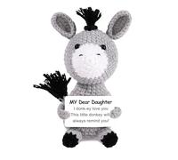 JoycuFF Mini Funny Donkey Daughter Gifts from Mom Dad, Birthday Gifts for Daughter in Law Bonus Step, I Love You Small Cute Stuff Things, Handmade Emotional Positive Crochet Donkey