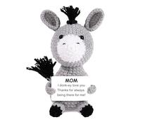 JoycuFF Mini Funny Donkey Mom Birthday Gifts from Daughter Son, New Bonus Step Mom Mama Mother in Law Gifts Ideas, I Love You Small Cute Stuff Things, Handmade Emotional Positive Crochet Donkey