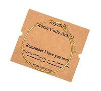 JoycuFF Morse Code Adjustable Silver Gold Anklets for Women Unique Beach Jewelry Gifts for Her, 8.5-10.5 inches, Stainless Steel, sandstone