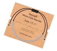 JoycuFF Morse Code Bracelets for Women Funny Inspirational Jewelry Gifts for Her Mom Daughter Sister Best Friend Adjustable Silk Beaded Wrap Bracelet …, 5-8inches, Stainless Steel, no gemstone