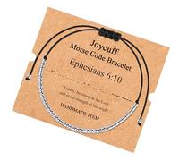 JoycuFF Morse Code Bracelets for Women Funny Inspirational Jewelry Gifts for Her Mom Daughter Sister Best Friend Adjustable Silk Beaded Wrap Bracelet …, 5-8inches, Stainless Steel, no gemstone