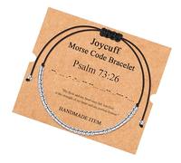JoycuFF Morse Code Bracelets for Women Funny Inspirational Jewelry Gifts for Her Mom Daughter Sister Best Friend Adjustable Silk Beaded Wrap Bracelet …, 5-8inches, Stainless Steel, no gemstone