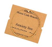 JoycuFF Morse Code Bracelets for Women Girls Inspirational Birthday Thanksgiving Day for Friend Aunt Mom Sister Daughter Motivational Mantra Chain Bracelets for Her, Metal, sandstone