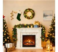 Joycushy 9FT/2.7M Christmas Garland,Xmas Garland with 50 LED Light,6.2m Cord,Pine Cone,Berries for Door Fireplace Stairs Tree Porch Arch Gate Home Christmas Decorations