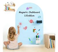 JoyCushy Magnetic Wall Decal Arch 120 x 80cm Adhesive Magnetic Chalkboard with Marker Pen, Pen Holder & Blackboard Eraser, Magnetic Wall Sticker for Kids' Rooms, Living Rooms and Playroom (Blue)