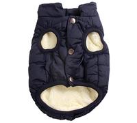 JoyDaog 2 Layers Fleece Lined Warm Dog Jacket for Puppy Winter Cold Weather,Soft Windproof Small Dog Coat,Blue M
