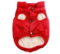 JoyDaog 2 Layers Fleece Lined Warm Dog Jacket for Puppy Winter Cold Weather,Soft Windproof Small Dog Coat,Red S