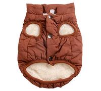 JoyDaog 2 Layers Fleece Lined Warm Dog Jacket for Puppy Winter Cold Weather,Soft Windproof Small Dog Coat,Brown S