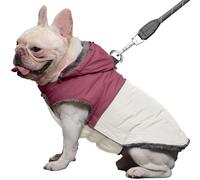 JoyDaog Detachable Hooded Dog Coat with Harness for Medium Dogs,Super Warm Fleece Puppy Jacket for Cold Winter Doggie Coats,Red XL