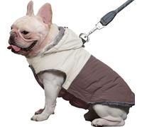 JoyDaog Detachable Hooded Dog Coat with Harness for Medium Dogs,Super Warm Fleece Puppy Jacket for Cold Winter Doggie Coats,Brown L