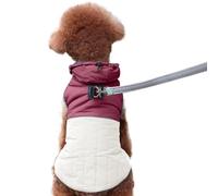 JoyDaog Detachable Hooded Dog Coat with Harness for Small Dogs,Super Warm Fleece Puppy Jacket for Cold Winter Doggie Coats,Red XS