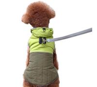 JoyDaog Detachable Hooded Dog Coat with Harness for Small Dogs,Super Warm Fleece Puppy Jacket for Cold Winter Doggie Coats,Green M