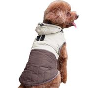 JoyDaog Detachable Hooded Dog Coat with Harness for Small Dogs,Super Warm Fleece Puppy Jacket for Cold Winter Doggie Coats,Brown S