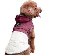 JoyDaog Detachable Hooded Dog Coat with Harness for Small Dogs,Super Warm Fleece Puppy Jacket for Cold Winter Doggie Coats,Red S