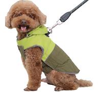 JoyDaog Detachable Hooded Dog Coat with Harness for Small Dogs,Super Warm Fleece Puppy Jacket for Cold Winter Doggie Coats,Green XS